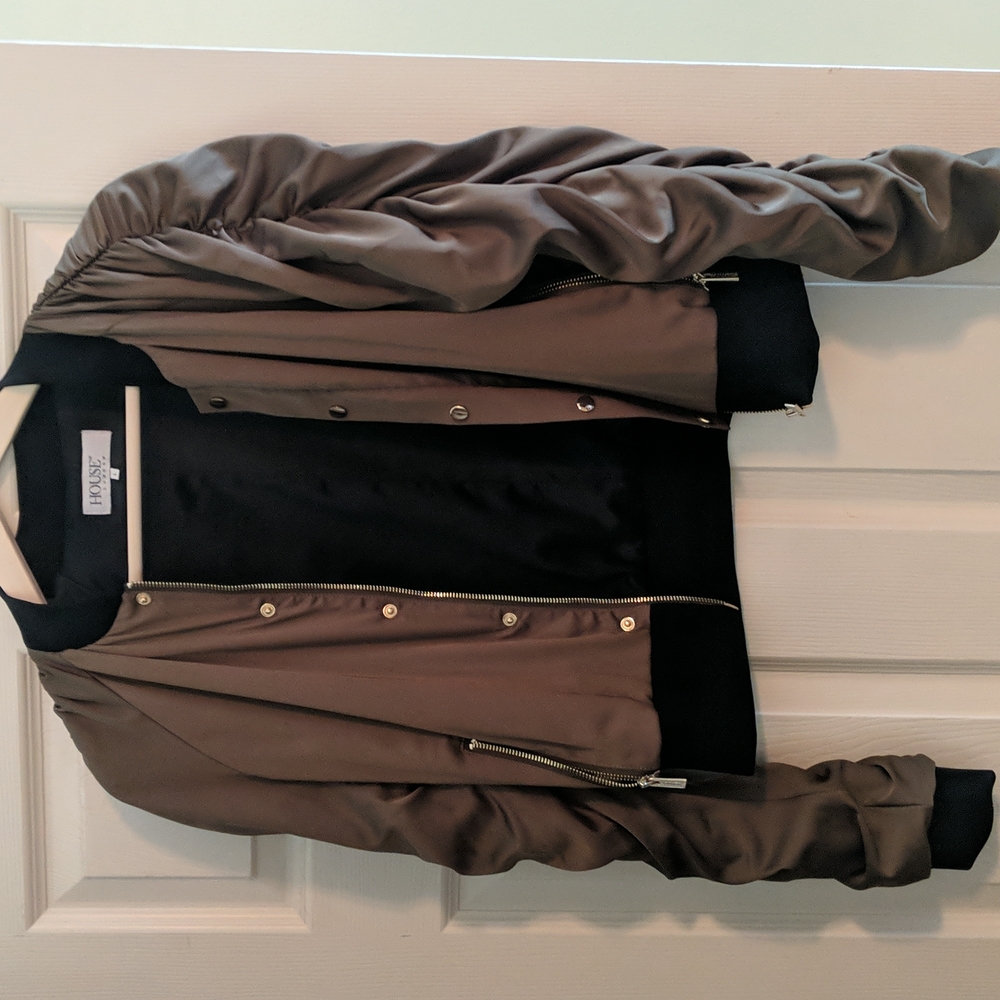 House of CB/London Olive green/black Bomber Jacket ( zipper/button front)